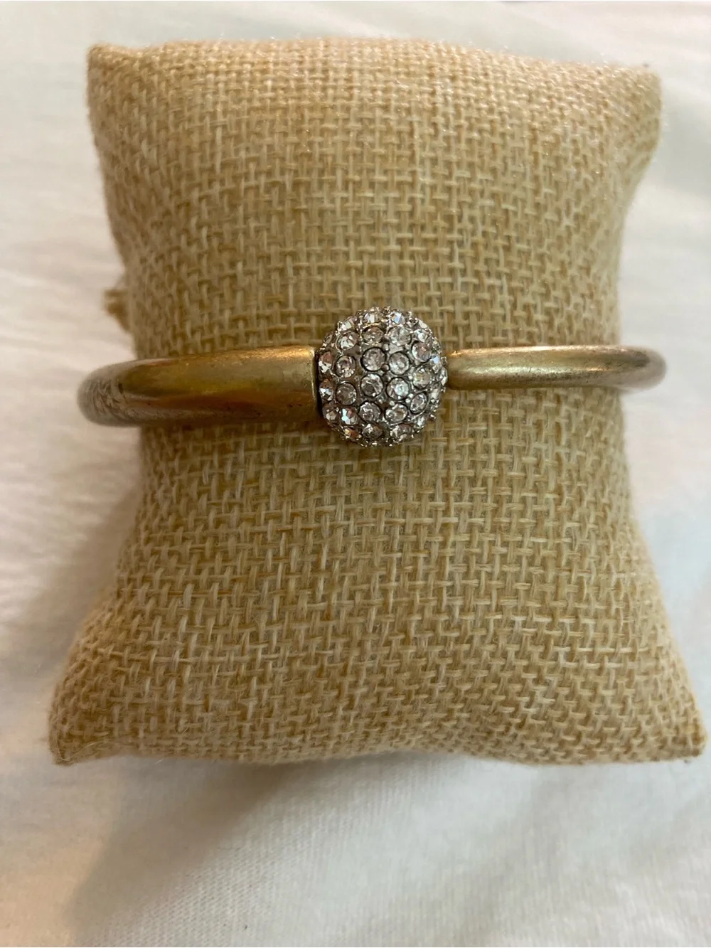 Banana Republic Signed Hinged Bangle Bracelet with Clear Stones